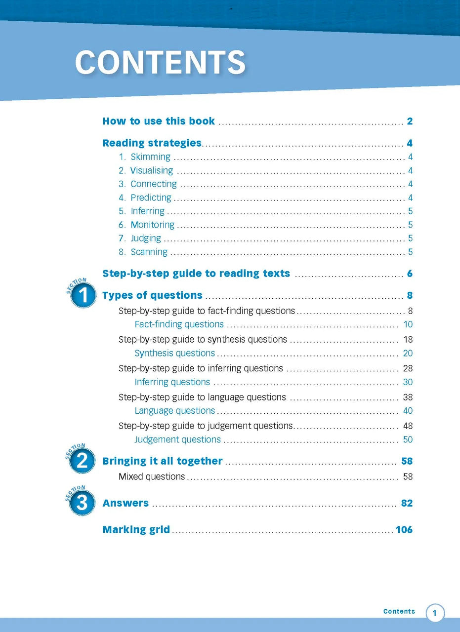 Sample interior page from Excel Advanced Skills Reading and Comprehension Workbook Year 2 showing practice activities and exercises for students