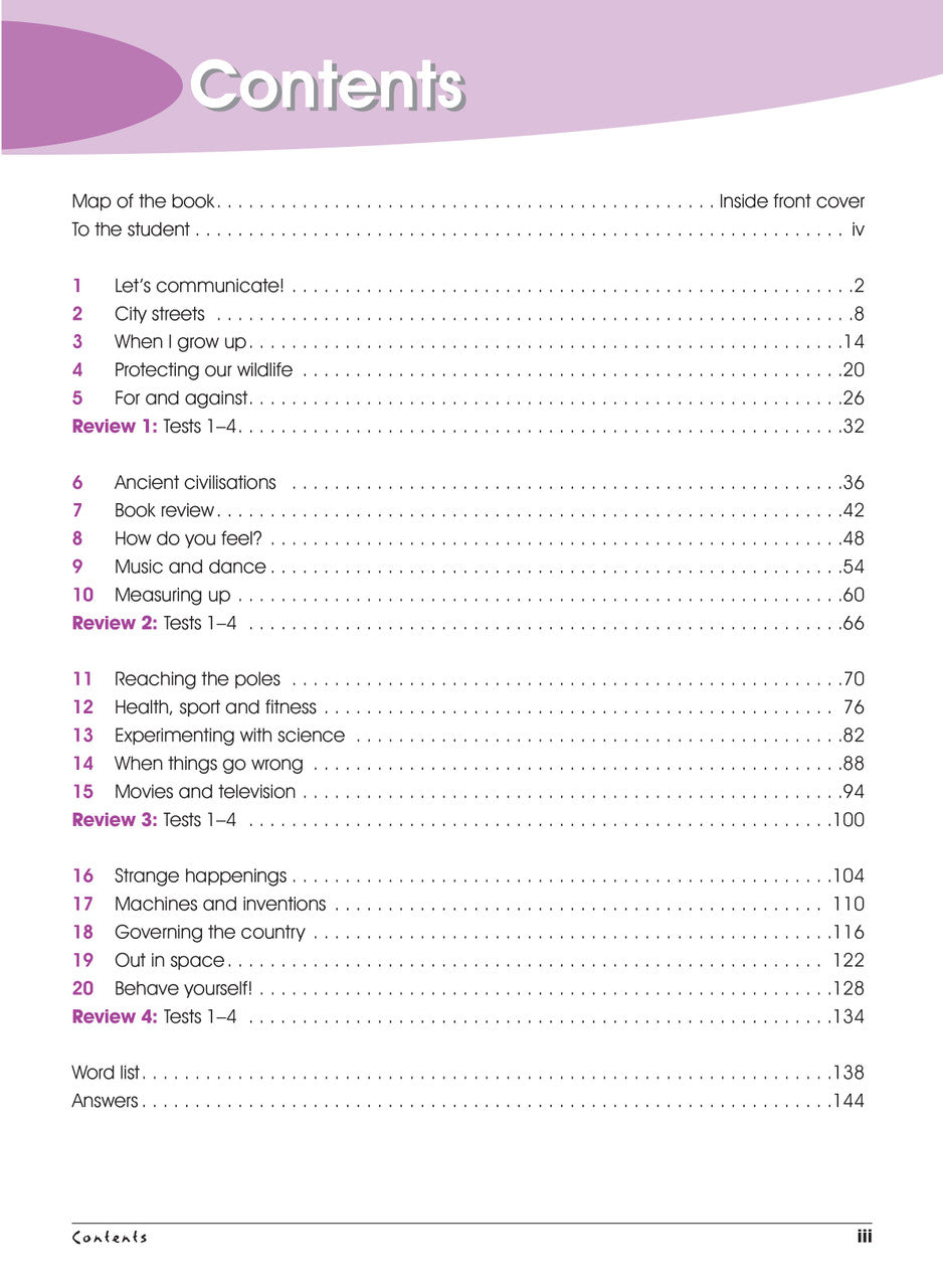 Contents page from the Excel Advanced Skills Spelling and Vocabulary Year 6 workbook listing the units and sections inside