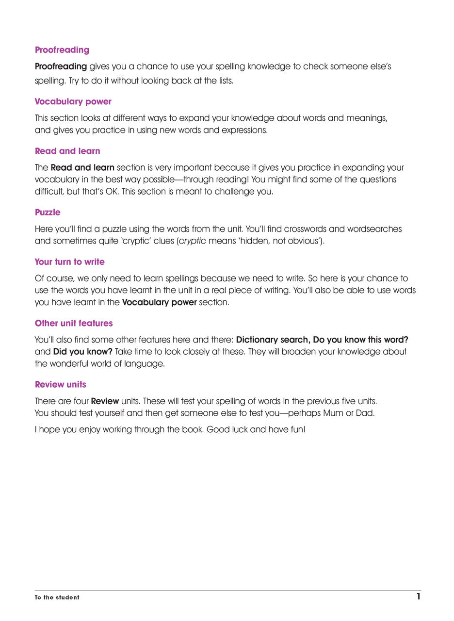 Sample interior page from the Excel Advanced Skills Spelling and Vocabulary Year 6 workbook showing the layout of the activities