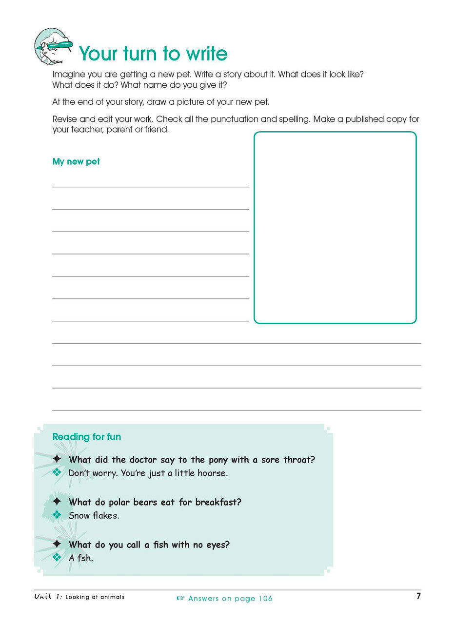 Sample interior page from Excel Advanced Skills Spelling and Vocabulary Workbook Year 1 showing practice activities and exercises for students