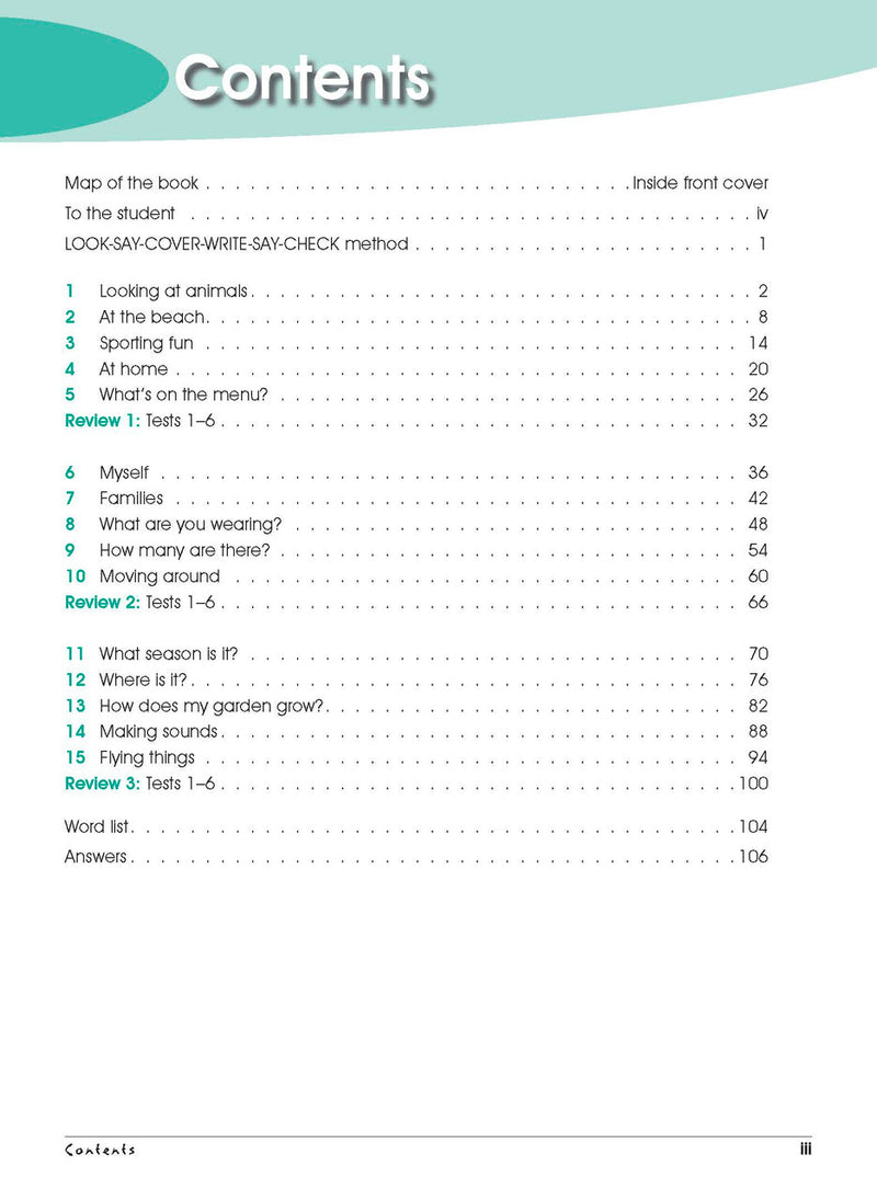 Sample interior page from Excel Advanced Skills Spelling and Vocabulary Workbook Year 1 showing practice activities and exercises for students