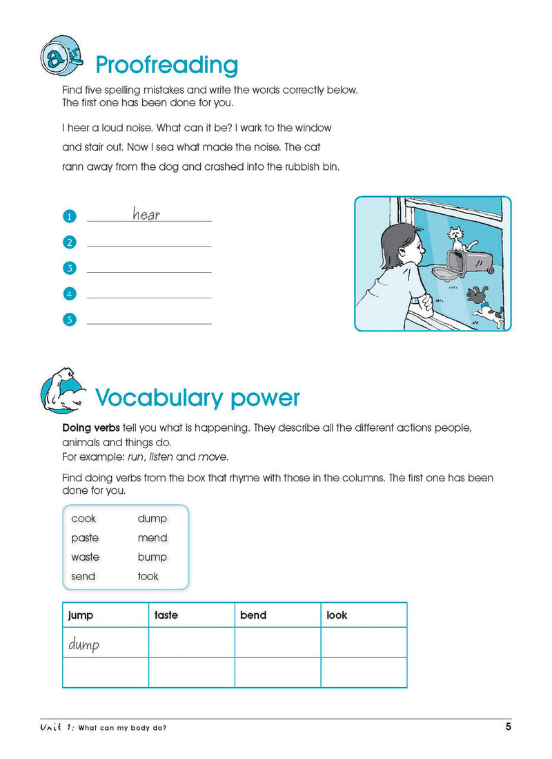 Sample interior page from Excel Advanced Skills Spelling and Vocabulary Workbook Year 2 showing practice activities and exercises for students