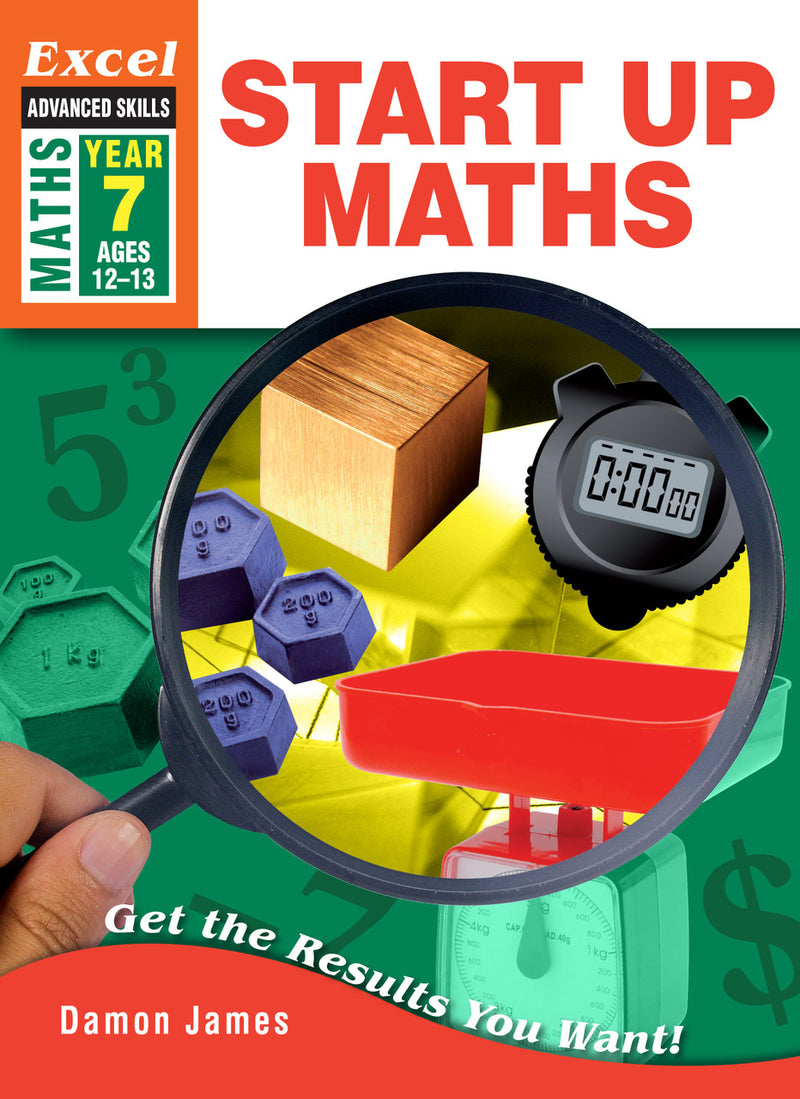 Front cover of the Excel Advanced Skills Start Up Maths Year 7 workbook by Damon James from Pascal Press