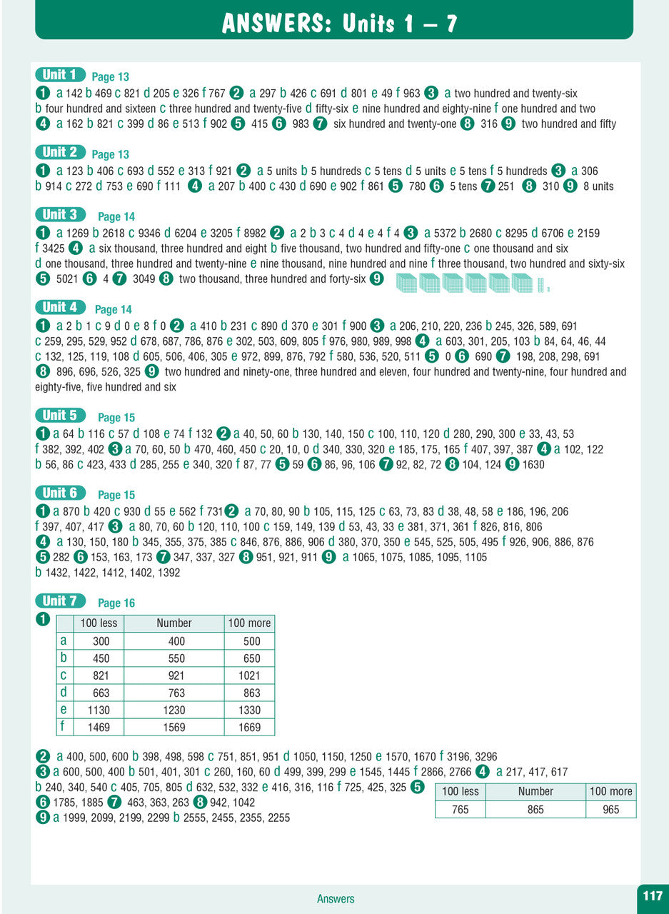 Sample interior page from the Excel Advanced Skills Start Up Maths Year 3 workbook showing maths units and practice exercises