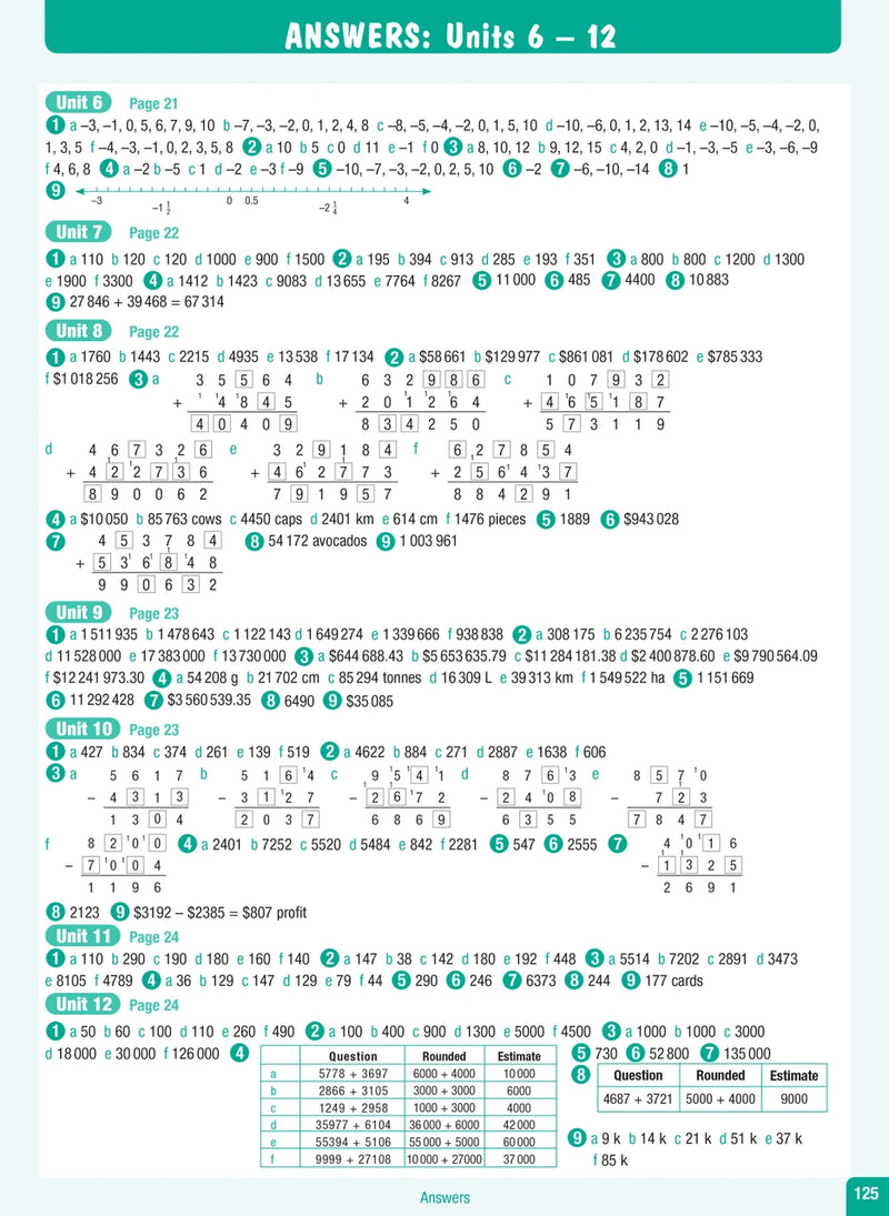 Sample interior page from the Excel Advanced Skills Start Up Maths Year 6 workbook showing maths units and practice exercises