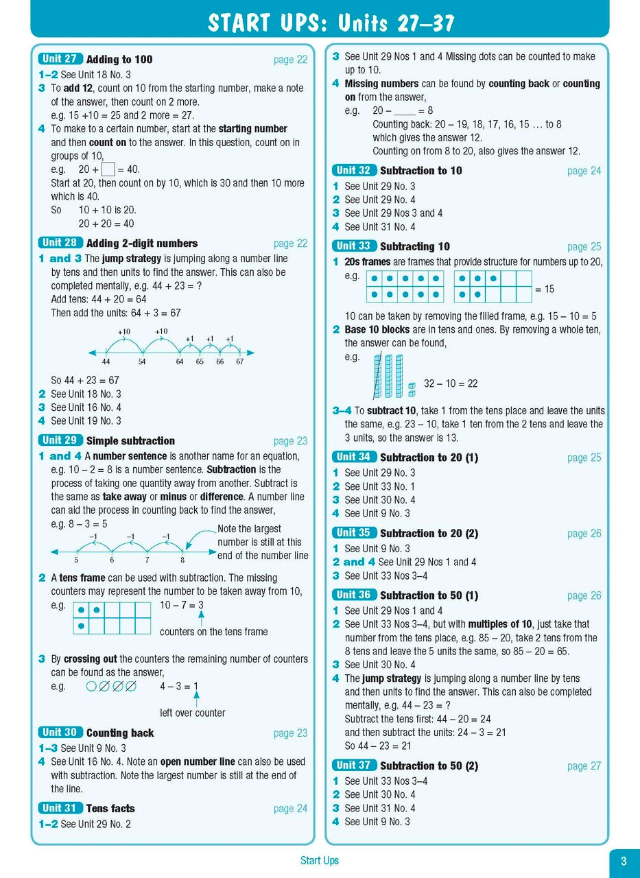 Sample interior page from the Excel Advanced Skills Start Up Maths Year 1 workbook showing the layout of the activities