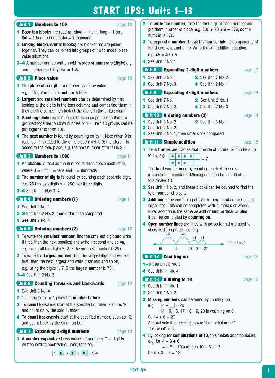 Sample interior page from the Excel Advanced Skills Start Up Maths Year 2 workbook showing the layout of the activities