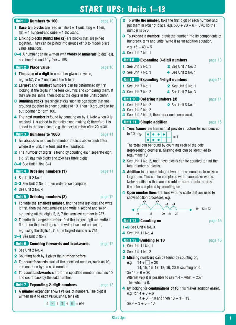 Sample interior page from the Excel Advanced Skills Start Up Maths Year 2 workbook showing the layout of the activities