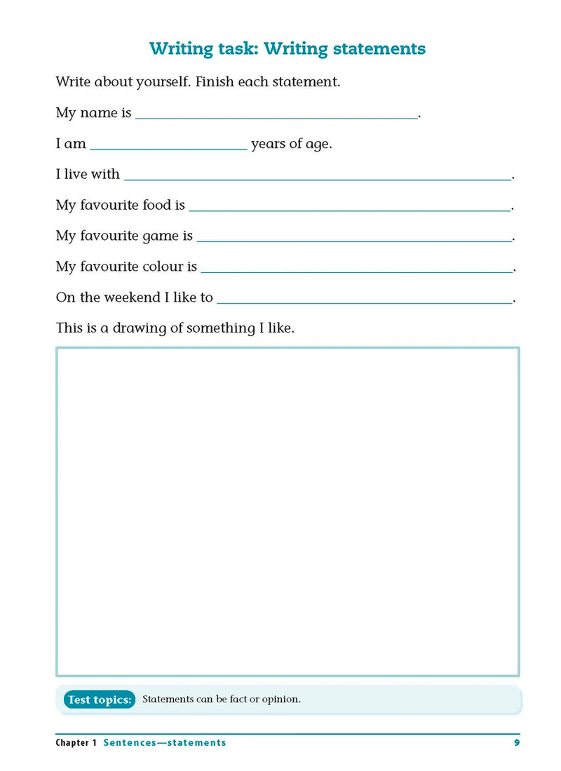 Sample interior page from the Excel Advanced Skills Writing Workbook Year 2 workbook showing the layout of the activities