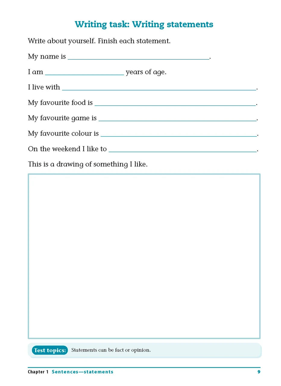 Sample interior page from the Excel Advanced Skills Writing Workbook Year 2 workbook showing the layout of the activities