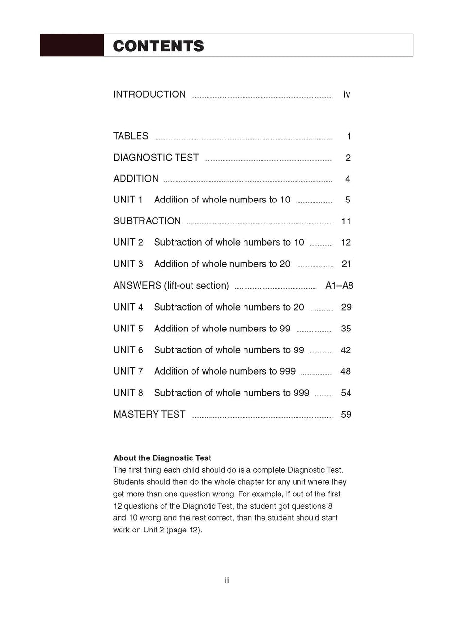 Sample interior page from the Excel Basic Skills Addition and Subtraction Years 3-4 workbook, as shown in the Pascal Press gallery
