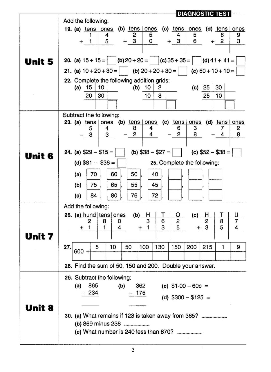 Sample interior page from the Excel Basic Skills Addition and Subtraction Years 3-4 workbook, as shown in the Pascal Press gallery