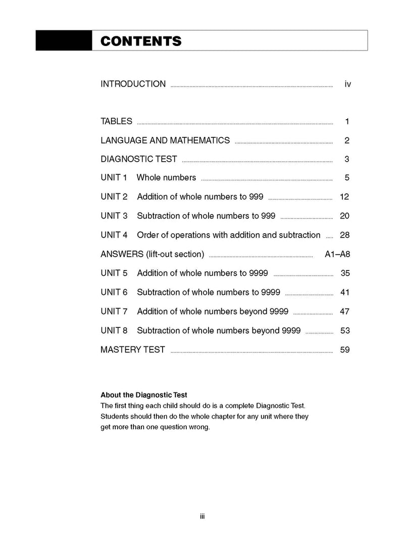 Sample interior page from the Excel Basic Skills Addition and Subtraction Years 5-6 workbook, as shown in the Pascal Press gallery
