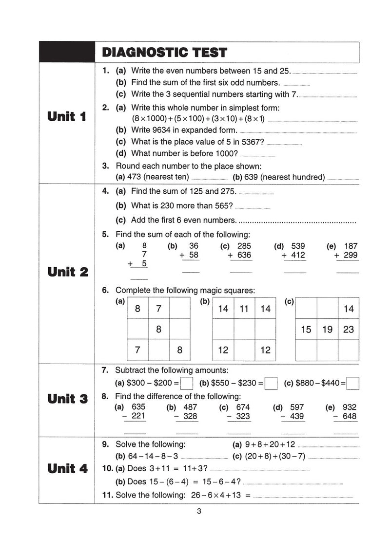 Sample interior page from the Excel Basic Skills Addition and Subtraction Years 5-6 workbook, as shown in the Pascal Press gallery