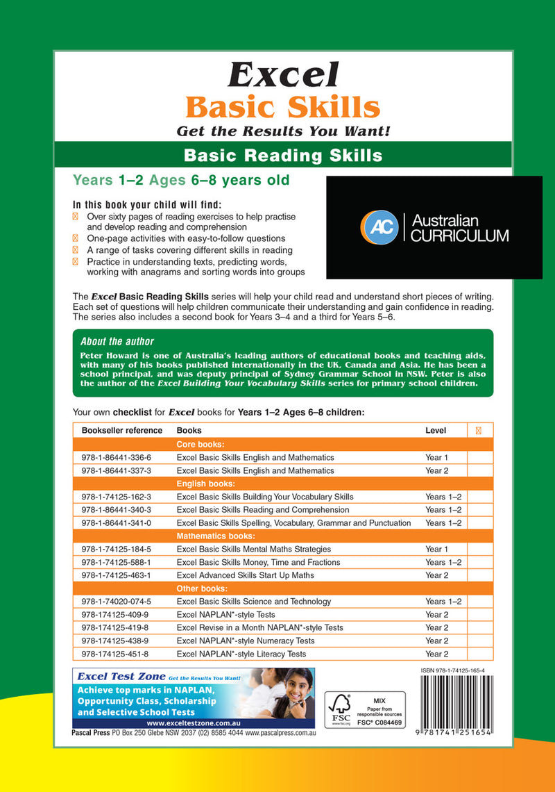 Additional gallery image for the Excel Basic Skills Basic Reading Skills Years 1-2 workbook, shown last in the publisher gallery after the sample pages
