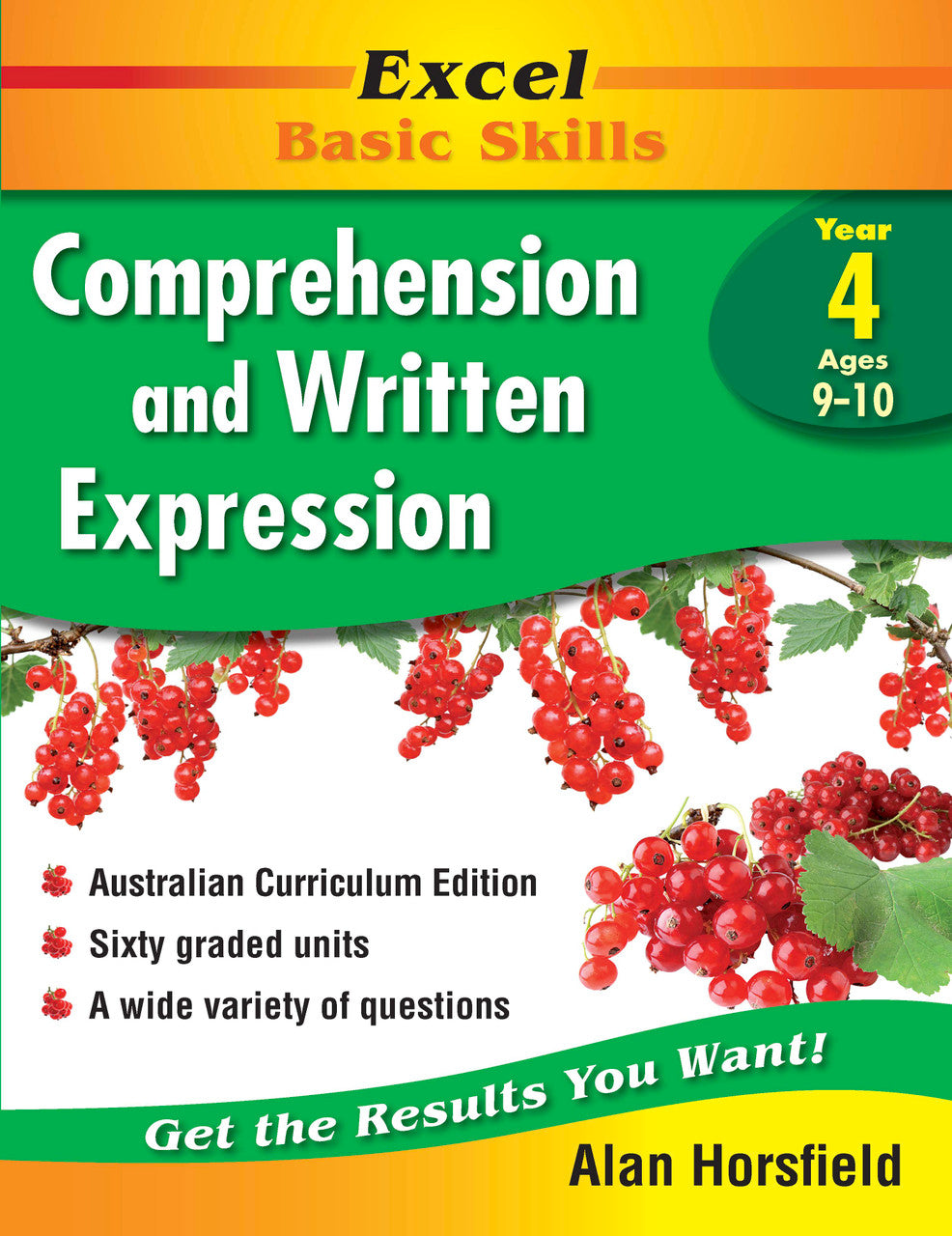 Front cover of the Excel Basic Skills Comprehension and Written Expression Year 4 workbook from Pascal Press, the main product image