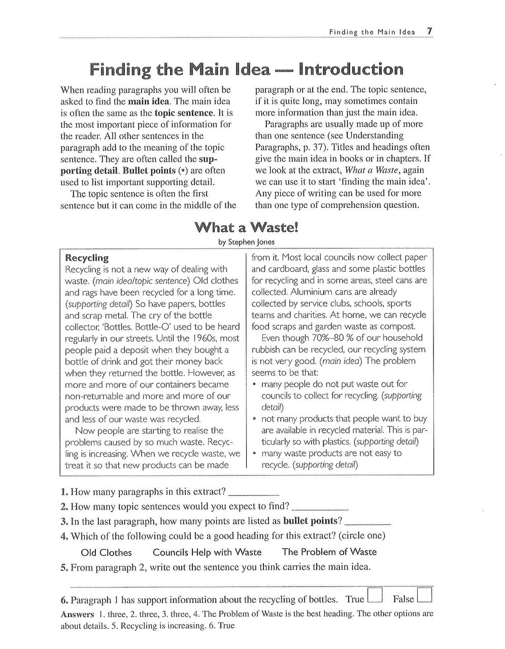 Sample interior page from the Excel Basic Skills Comprehension and Written Expression Year 5 workbook as shown in the Pascal Press gallery