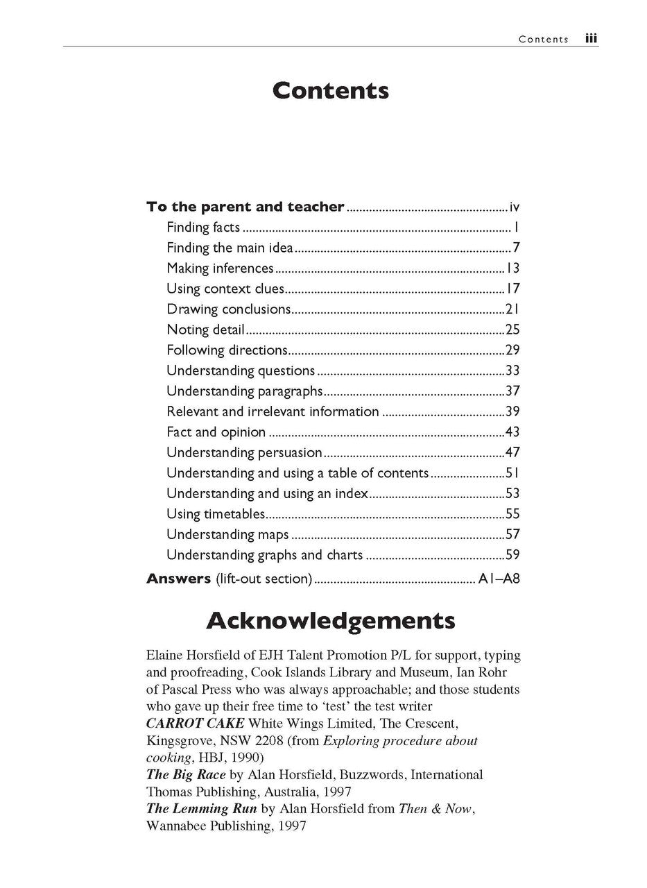Sample interior page from the Excel Basic Skills Comprehension and Written Expression Year 5 workbook as shown in the Pascal Press gallery