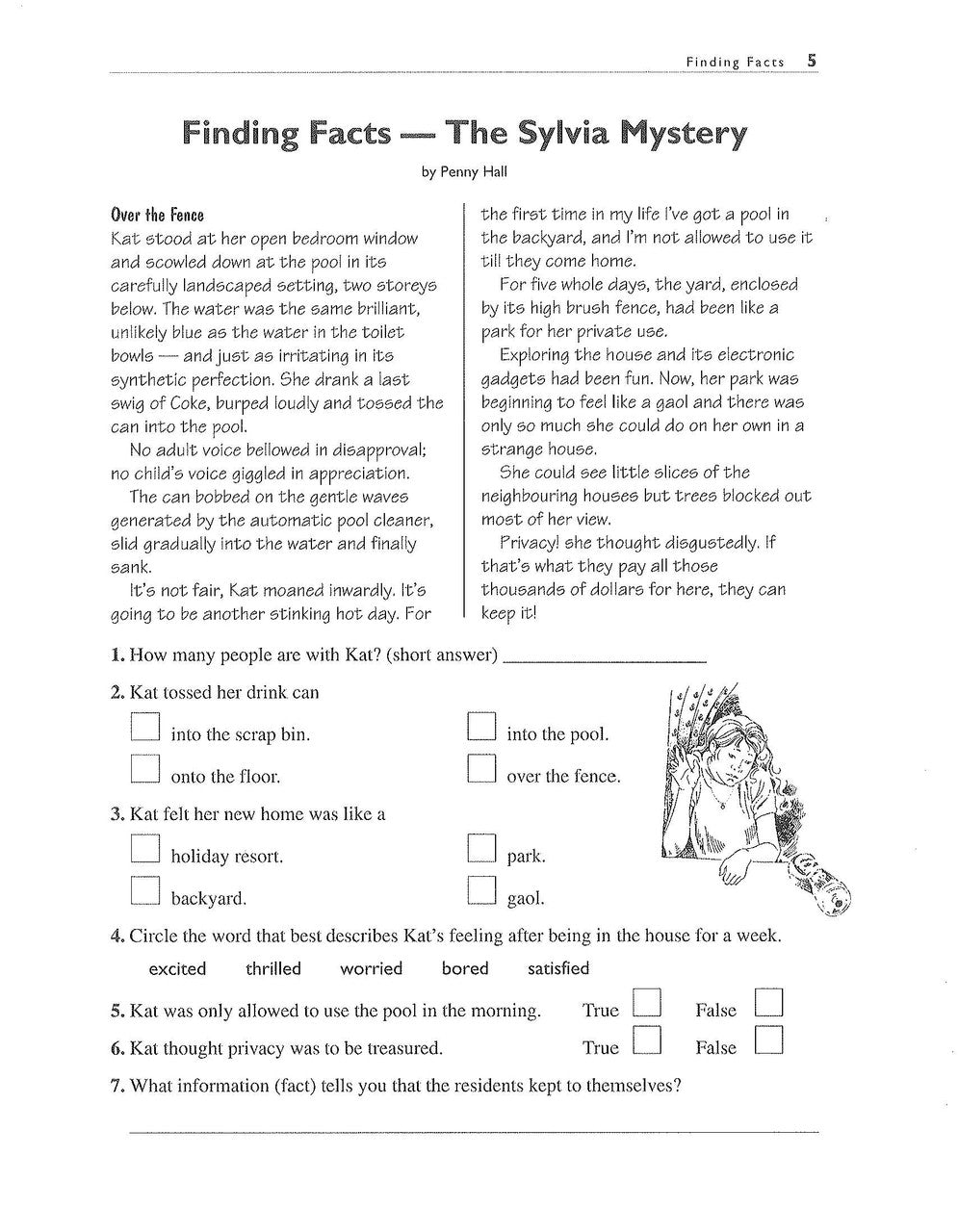 Sample interior page from the Excel Basic Skills Comprehension and Written Expression Year 5 workbook as shown in the Pascal Press gallery