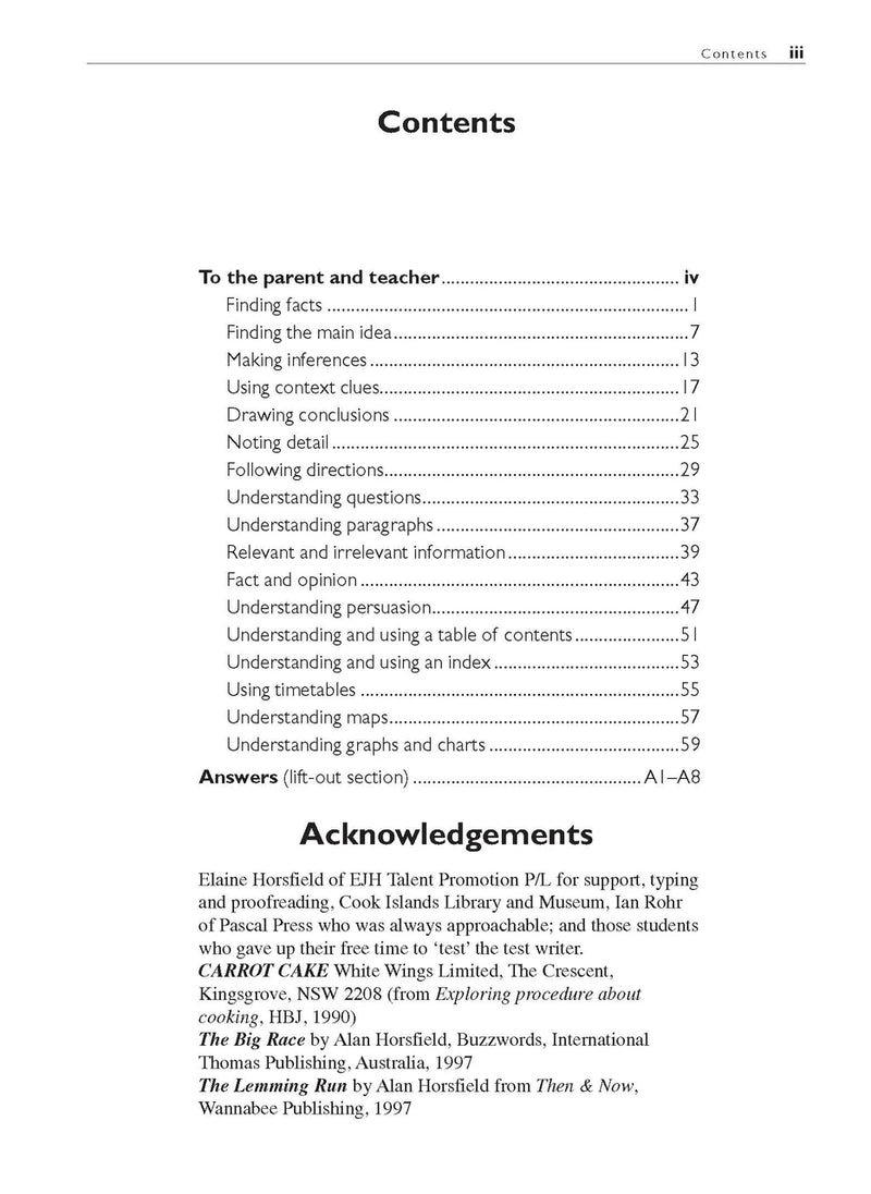 Sample interior page from the Excel Basic Skills Comprehension and Written Expression Year 6 workbook as shown in the Pascal Press gallery