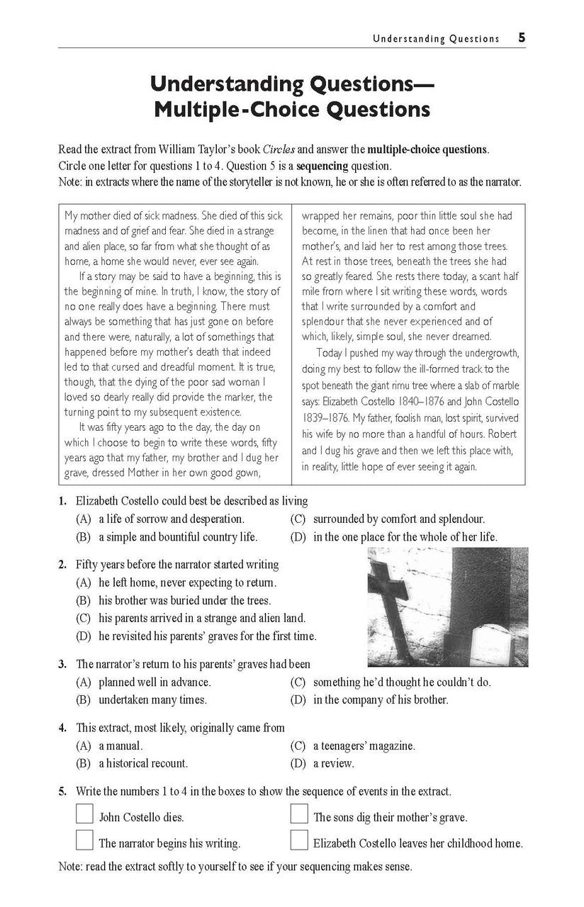 Sample interior page from the Excel Basic Skills Comprehension and Written Expression Year 7 workbook as shown in the Pascal Press gallery