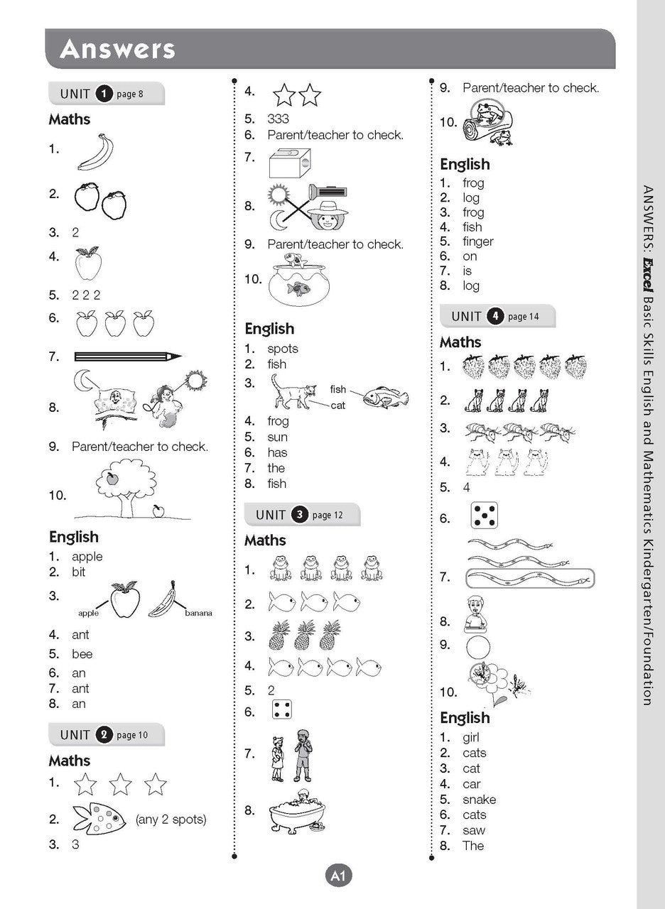 Additional page image from Excel Basic Skills English and Mathematics Foundation supplied in the publisher gallery, showing more of the book layout