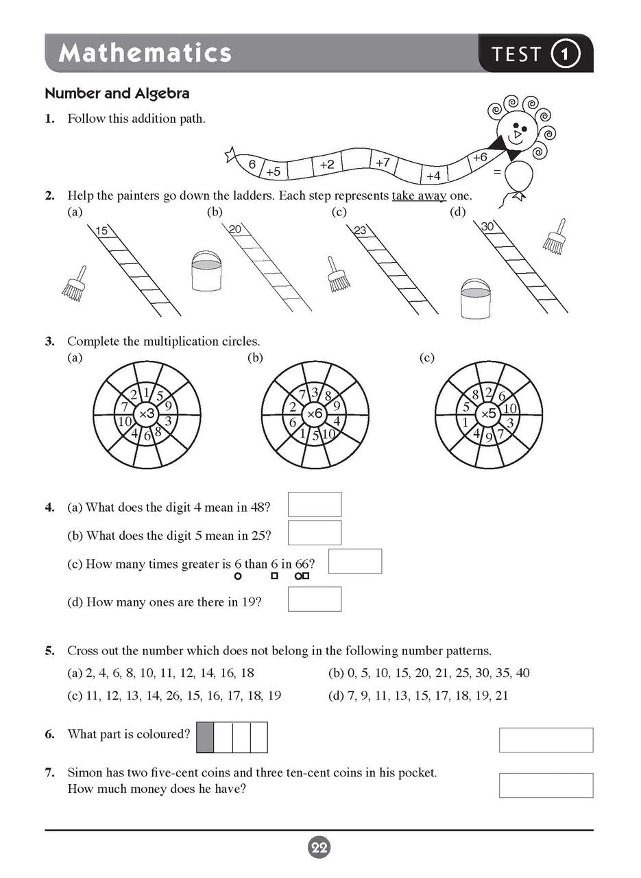 Sample inside page nine from Excel Basic Skills English and Mathematics Year 3 showing the style of practice activities children work through