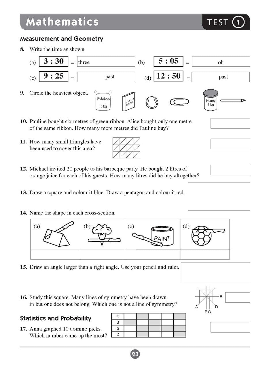 Sample inside page ten from Excel Basic Skills English and Mathematics Year 3 showing the style of practice activities children work through