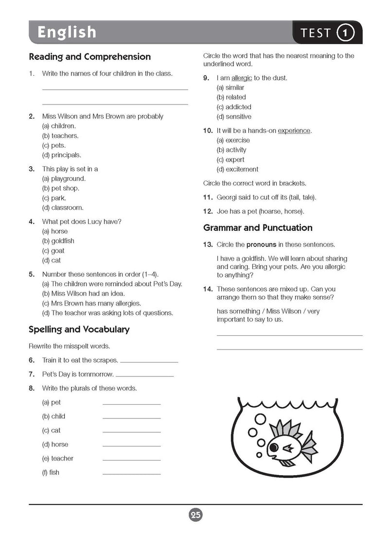 Sample inside page twelve from Excel Basic Skills English and Mathematics Year 3 showing the style of practice activities children work through
