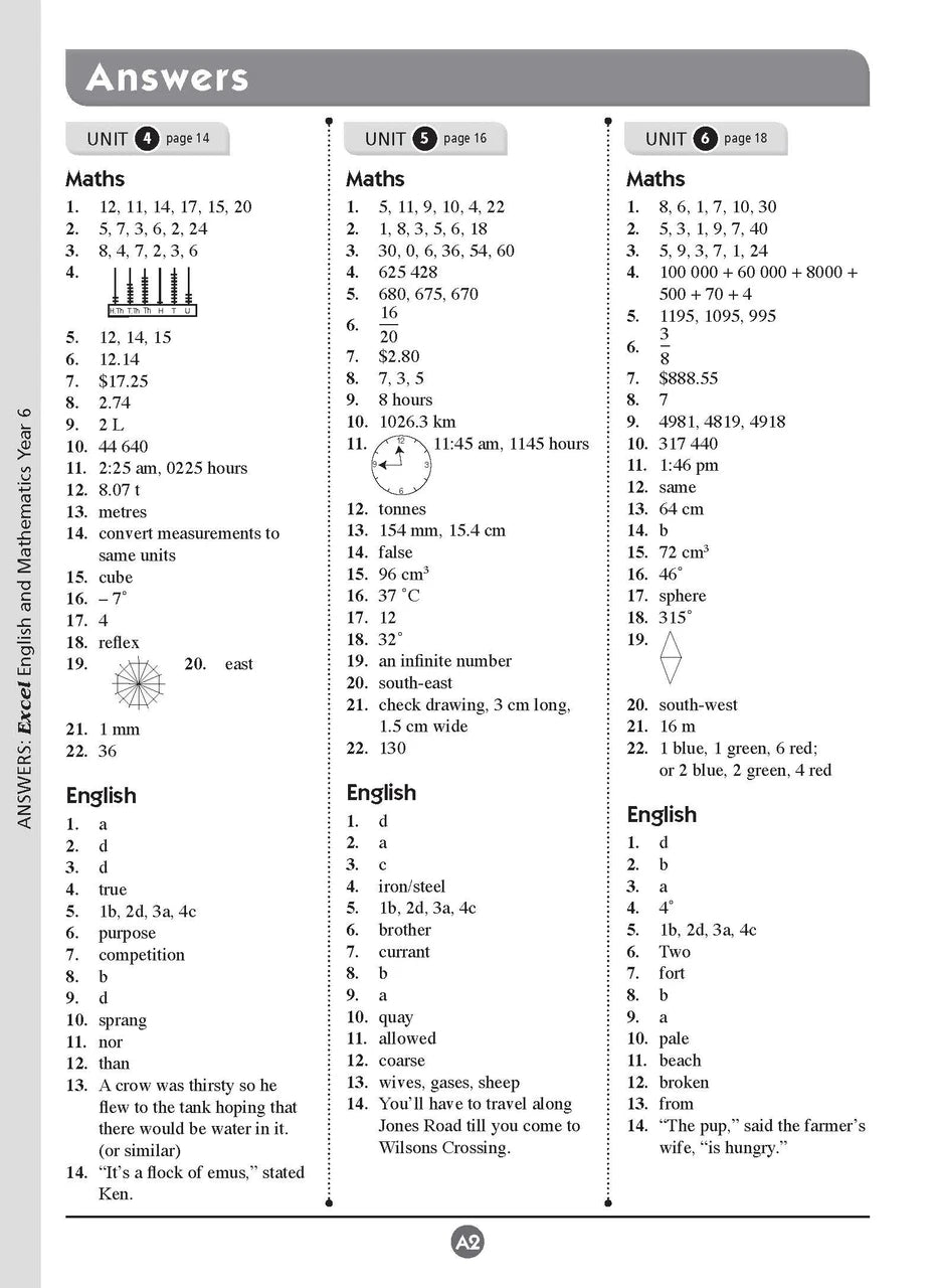 Sample inside page nine from Excel Basic Skills English and Mathematics Year 6 showing the style of practice activities children work through