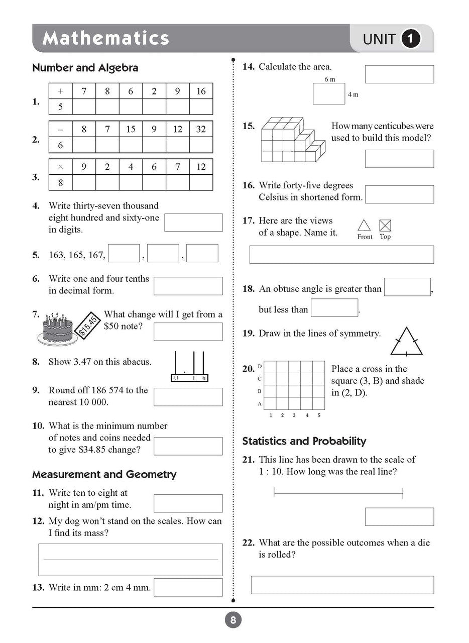 Sample inside page seven from Excel Basic Skills English and Mathematics Year 6 showing the style of practice activities children work through