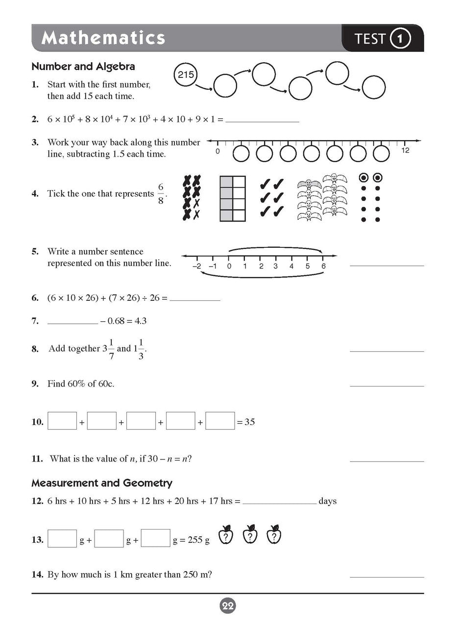 Sample inside page nine from Excel Basic Skills English and Mathematics Year 7 showing the style of practice activities children work through