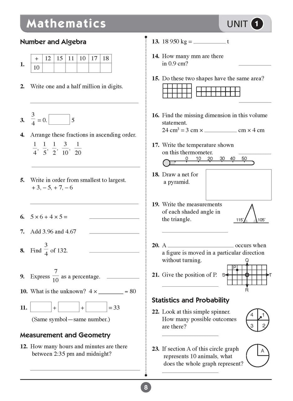 Sample inside page seven from Excel Basic Skills English and Mathematics Year 7 showing the style of practice activities children work through
