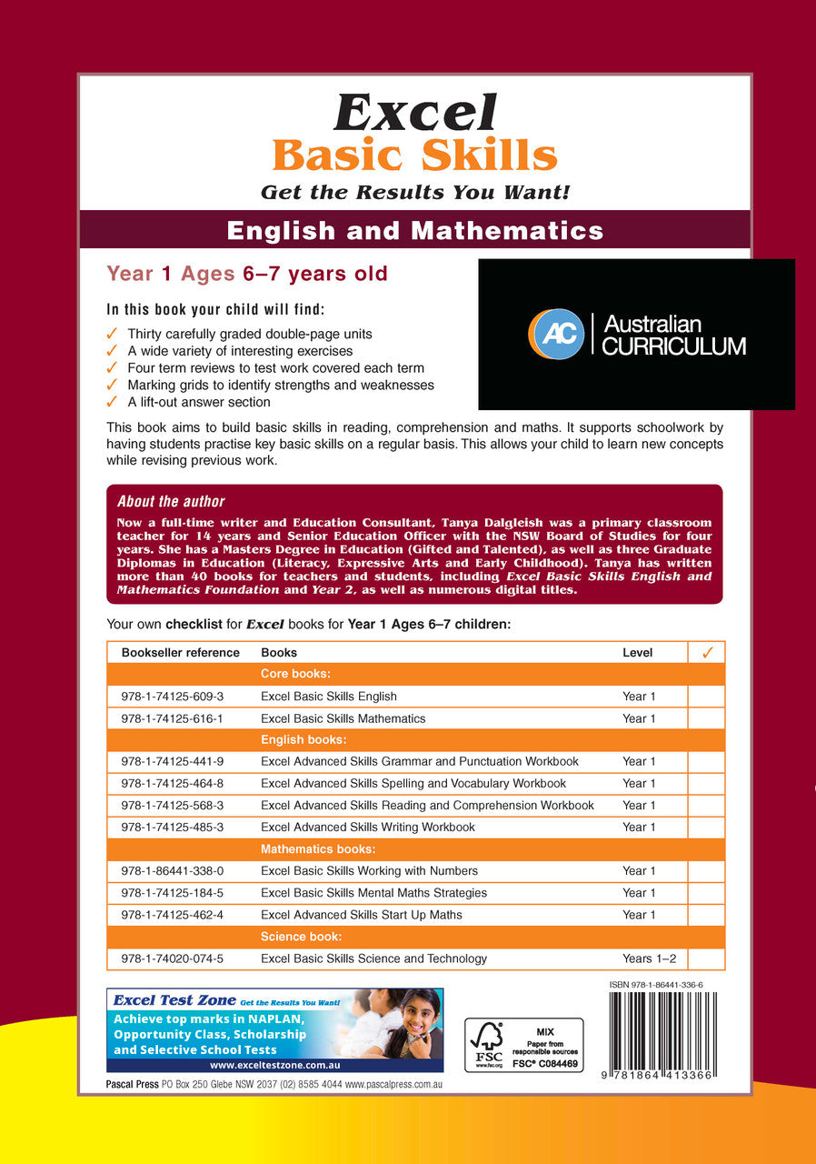 Additional page image from Excel Basic Skills English and Mathematics Year 1 supplied in the publisher gallery, showing more of the book layout