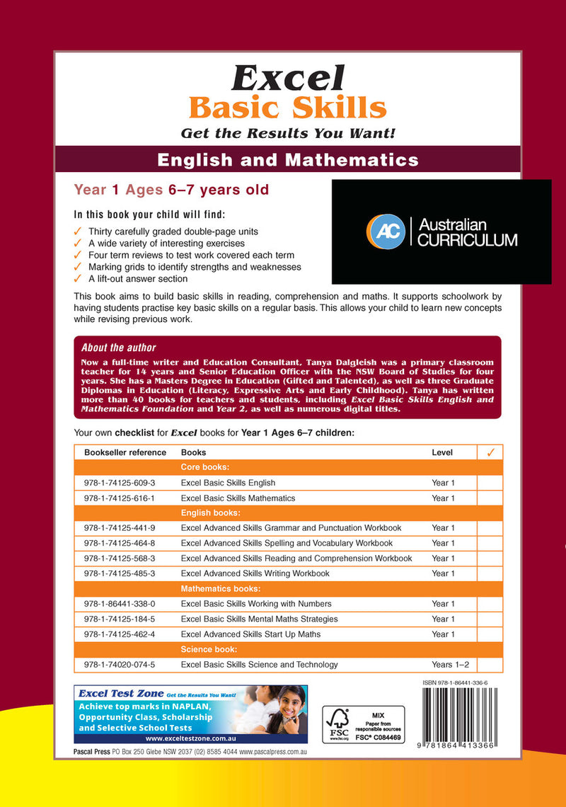 Additional page image from Excel Basic Skills English and Mathematics Year 1 supplied in the publisher gallery, showing more of the book layout