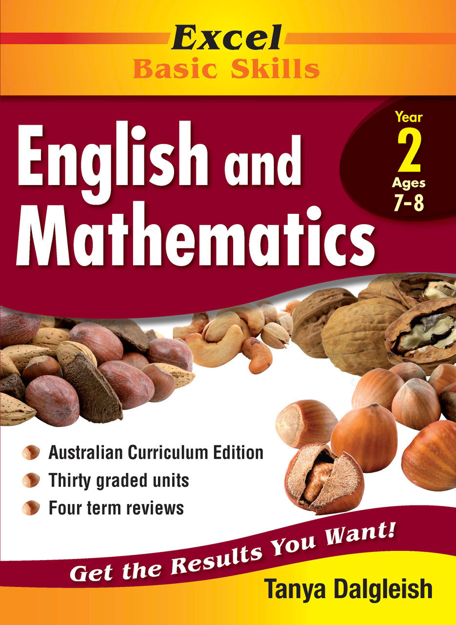 Front cover of Excel Basic Skills English and Mathematics Year 2 from Pascal Press showing the Excel series branding and book title