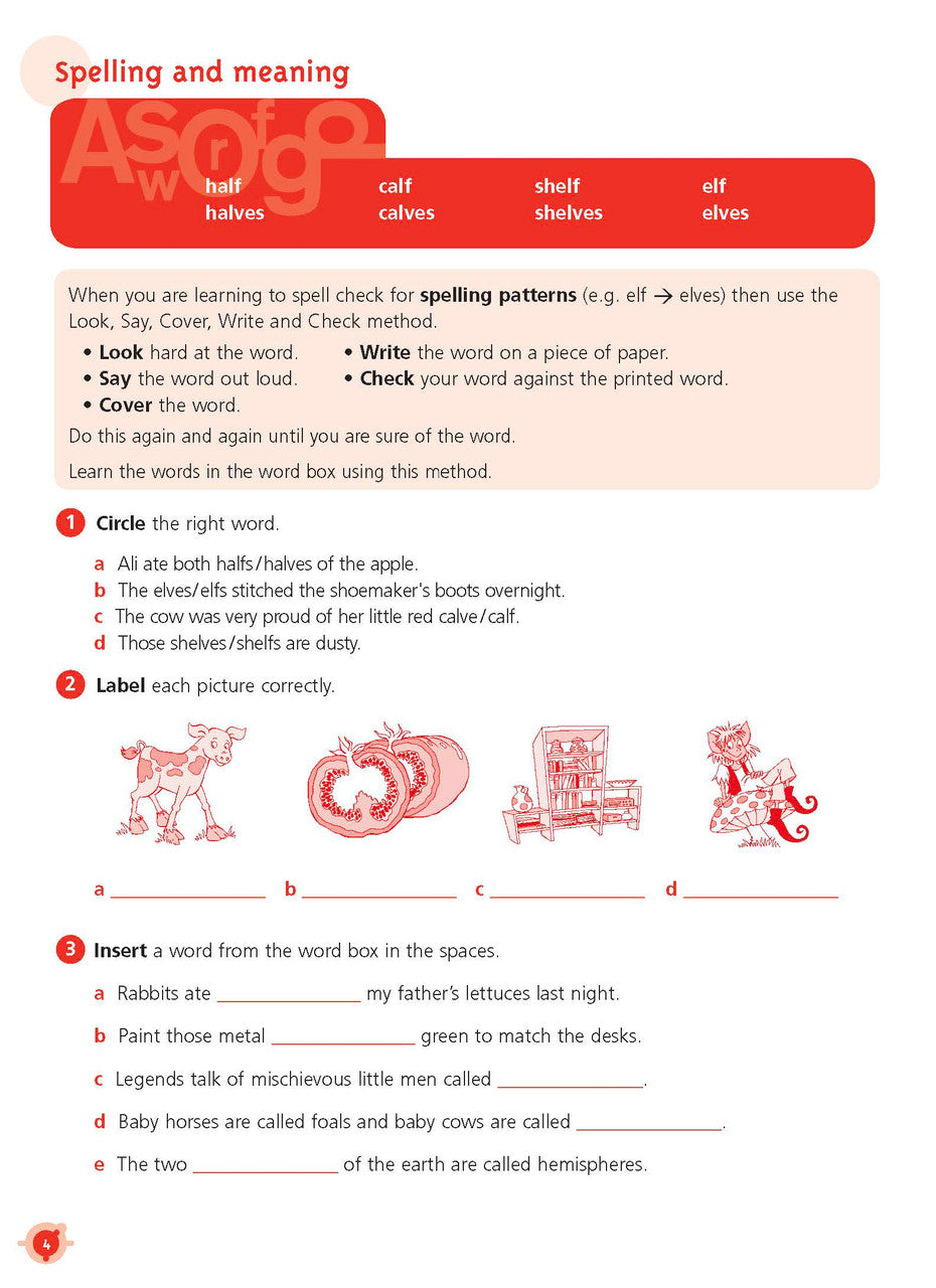 Sample interior page from the Excel Basic Skills English Workbook Year 3 workbook as shown in the Pascal Press gallery
