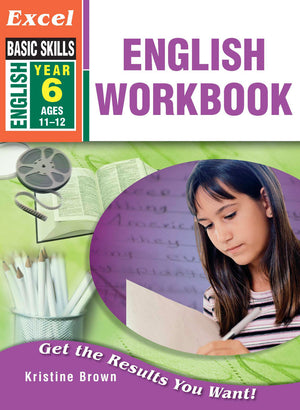 Front cover of the Excel Basic Skills English Workbook Year 6 workbook from Pascal Press, shown as the main product image