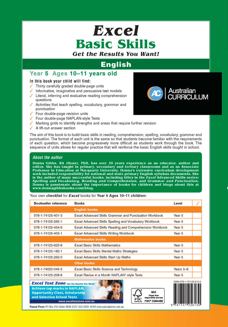 Additional gallery image for the Excel Basic Skills English Year 5 workbook, shown last in the publisher gallery after the sample pages