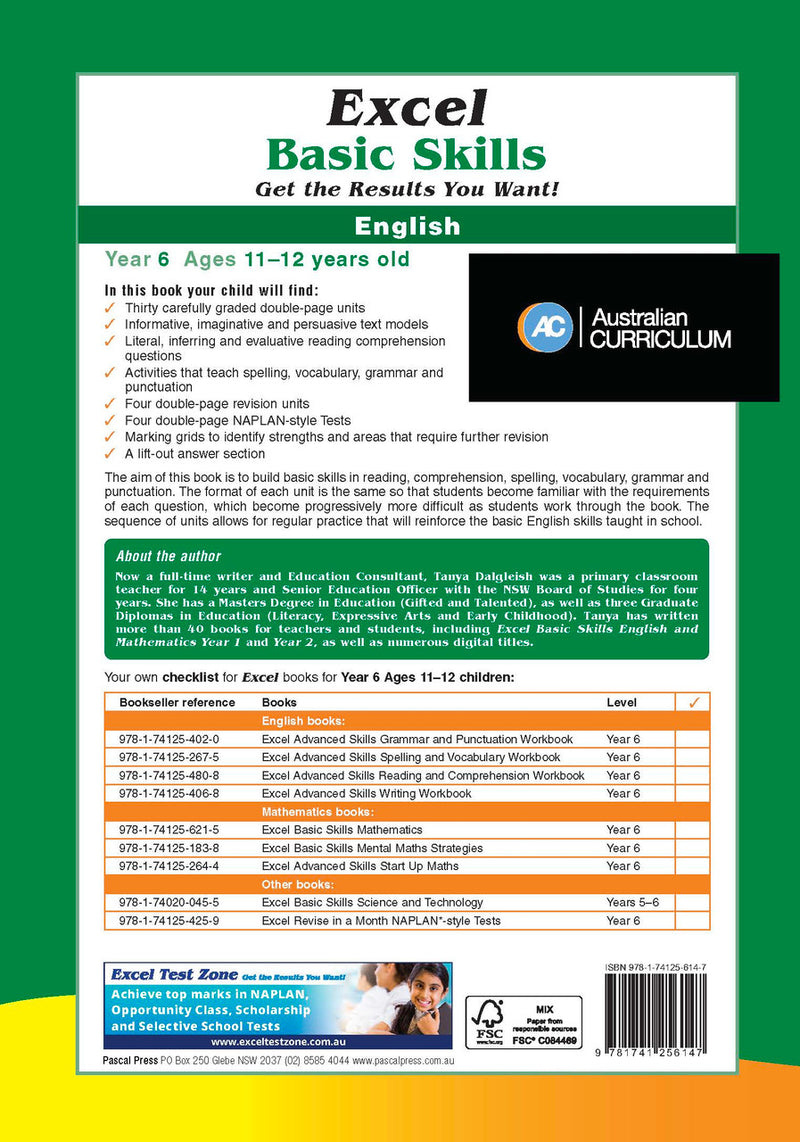 Additional gallery image for the Excel Basic Skills English Year 6 workbook, shown last in the publisher gallery after the sample pages