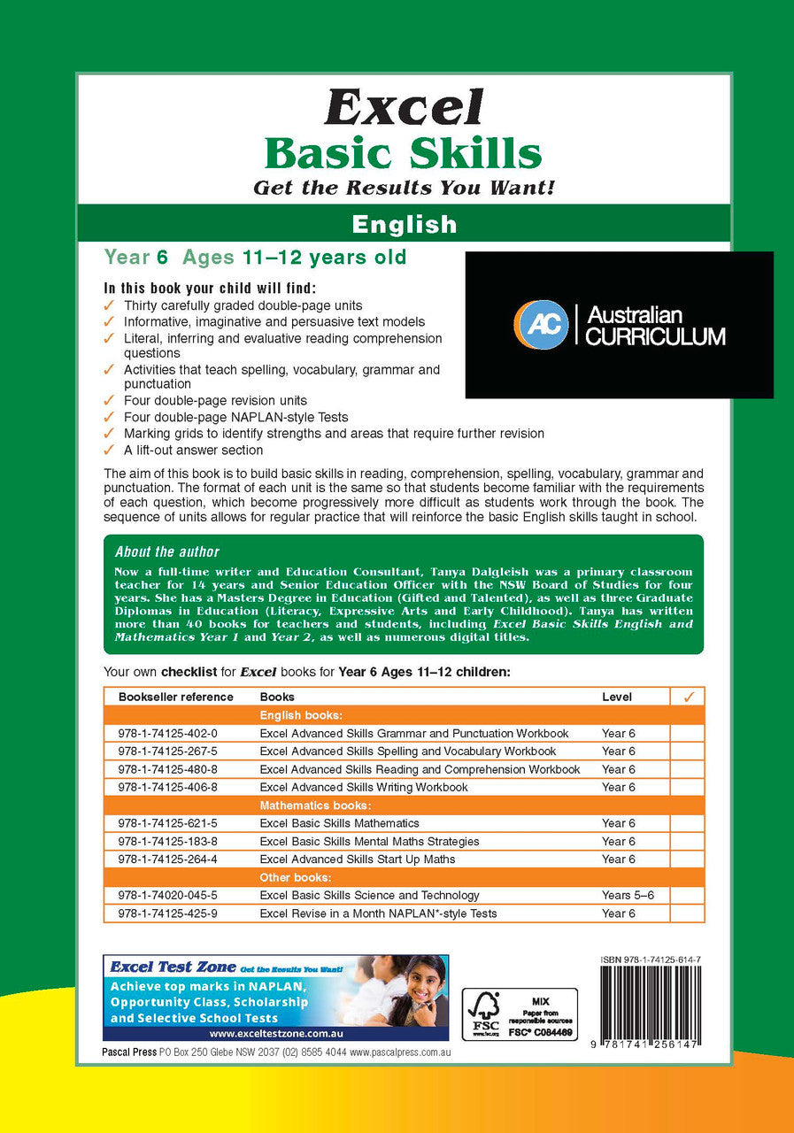 Additional gallery image for the Excel Basic Skills English Year 6 workbook, shown last in the publisher gallery after the sample pages