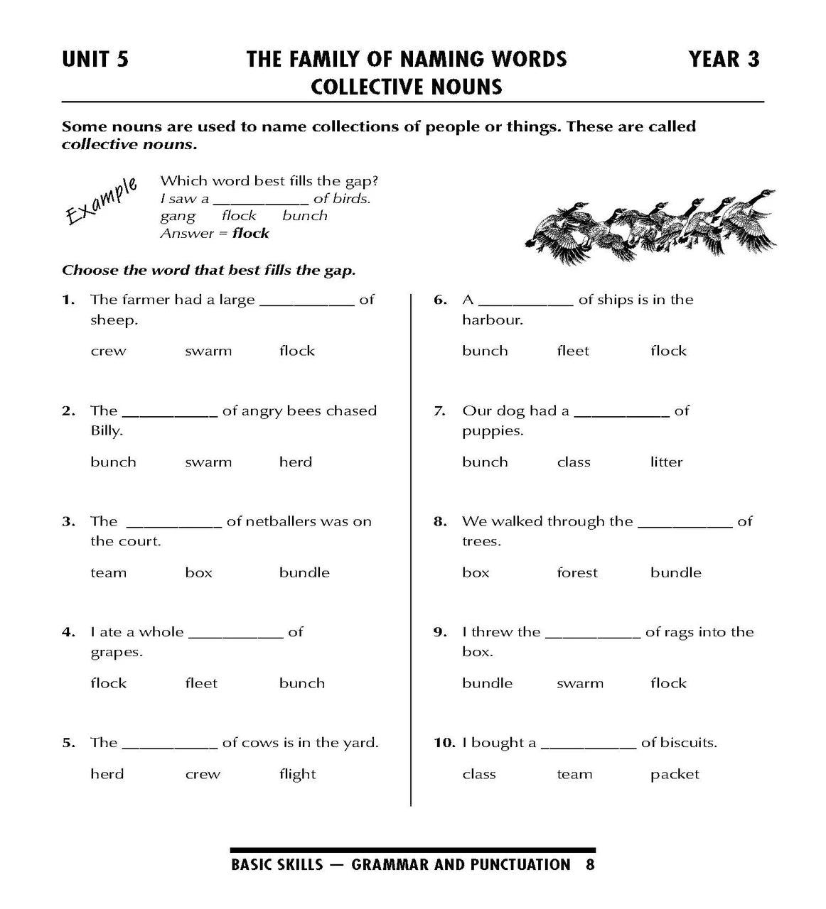 Sample interior page from the Excel Basic Skills Grammar and Punctuation Years 3-4 workbook as shown in the Pascal Press gallery