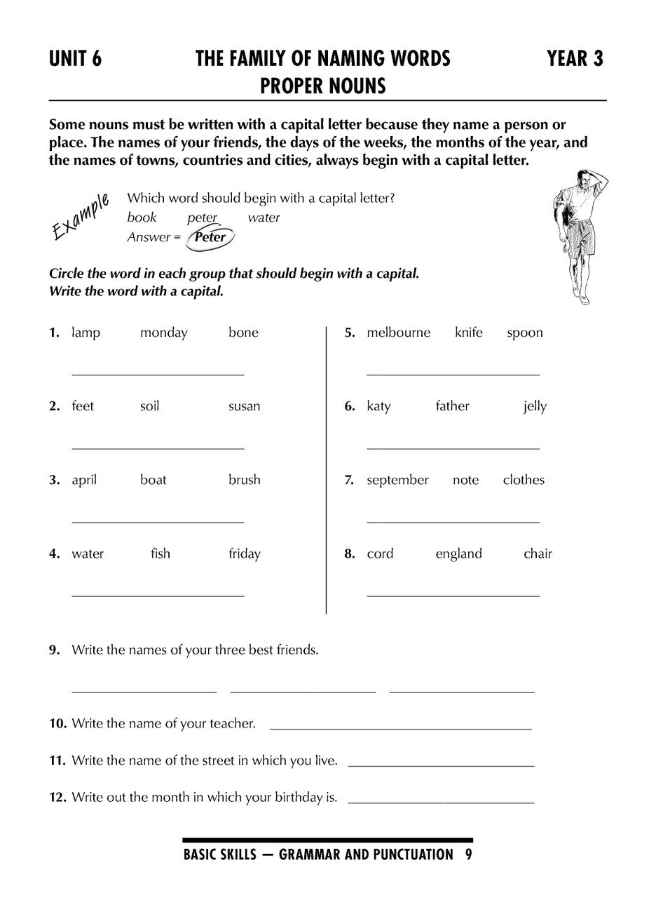 Sample interior page from the Excel Basic Skills Grammar and Punctuation Years 3-4 workbook as shown in the Pascal Press gallery