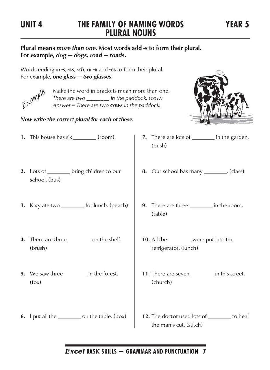 Sample interior page from the Excel Basic Skills Grammar and Punctuation Years 5-6 workbook as shown in the Pascal Press gallery
