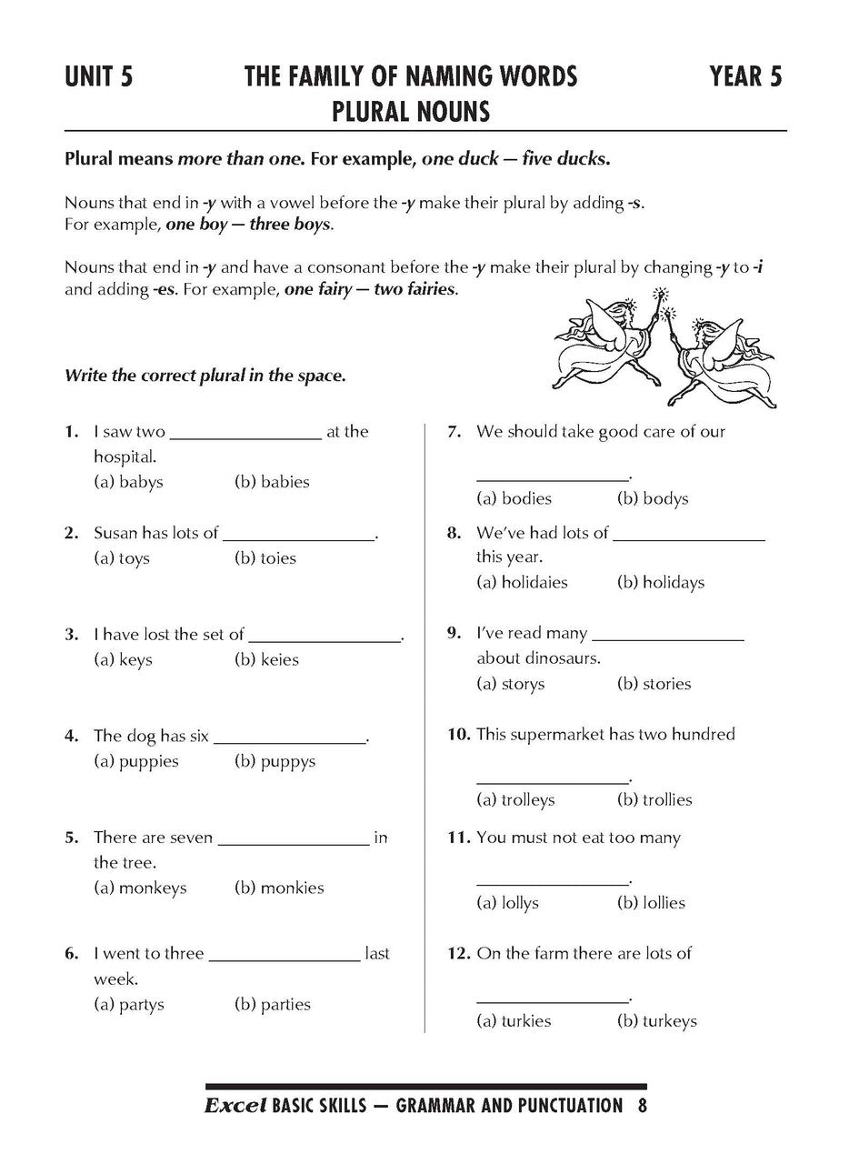 Sample interior page from the Excel Basic Skills Grammar and Punctuation Years 5-6 workbook as shown in the Pascal Press gallery