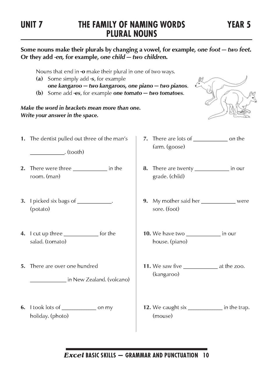 Sample interior page from the Excel Basic Skills Grammar and Punctuation Years 5-6 workbook as shown in the Pascal Press gallery