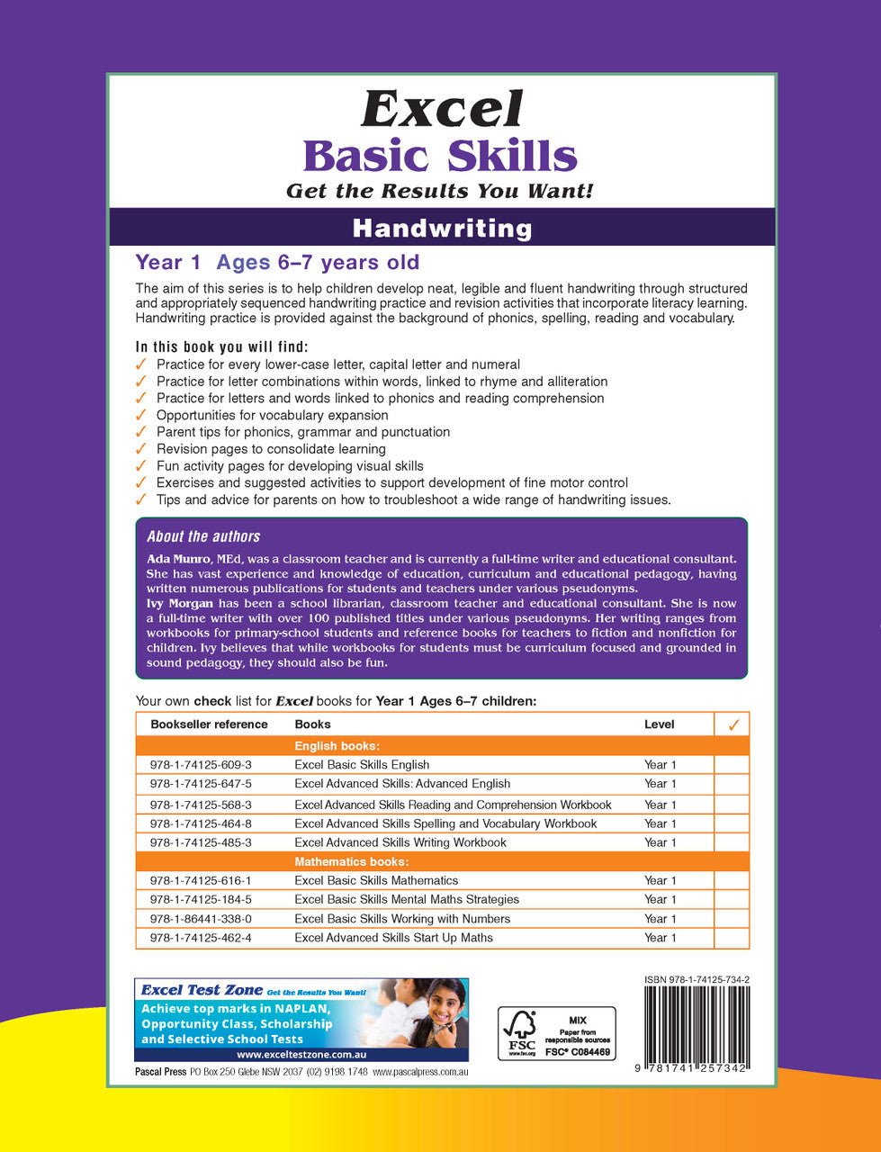 Additional page image from the Excel Basic Skills Handwriting Year 1 workbook, shown at the end of the publisher gallery