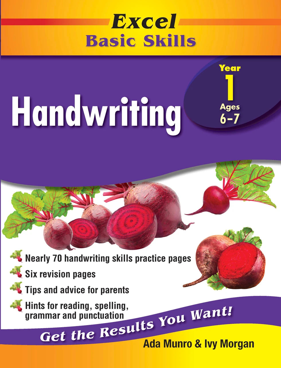 Front cover of the Excel Basic Skills Handwriting Year 1 workbook from Pascal Press showing the Excel branding, title and year level