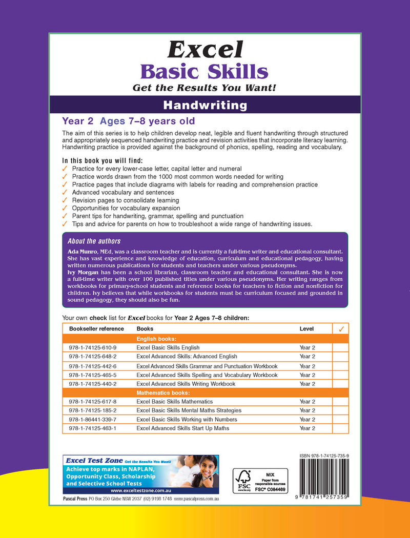 Additional page image from the Excel Basic Skills Handwriting Year 2 workbook, shown at the end of the publisher gallery
