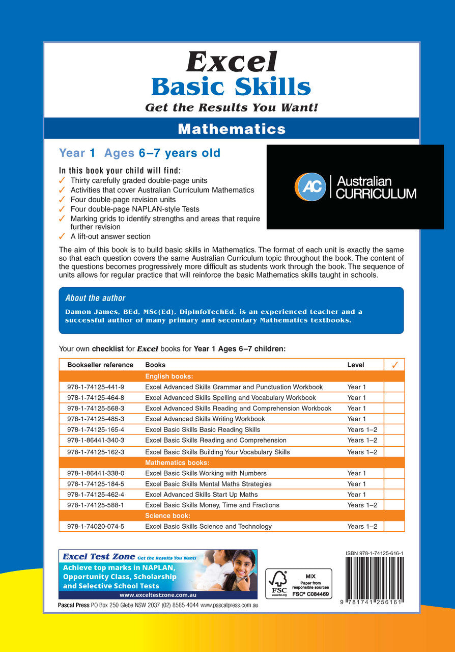 Sample inside page preview from the Excel Basic Skills Mathematics Year 1 workbook as shown in the publisher gallery